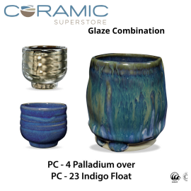 Palladium PC-04 over Indigo Float PC-23 Pottery Cone 5 Glaze Combination Palladium PC-04 over Indigo Float PC-23 Pottery Cone 5 Glaze Combination